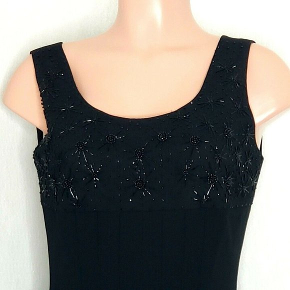 MariAnna Little Black Dress Beaded Bodice Pleats - Picture 2 of 7
